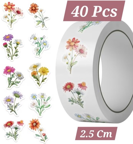 40x floral flower stickers - floral,