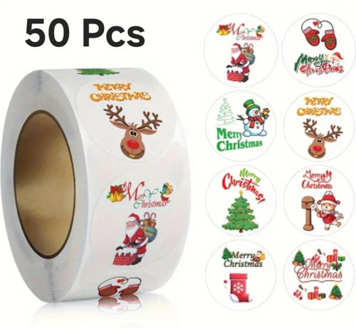 50x merry christmas stickers - merry,
